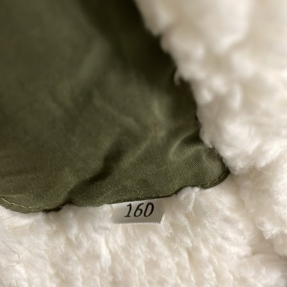 Childs Winter Sherpa Lined Faux Fur Trim Jacket Parka Coat New Olive US 14-16 - Picture 7 of 7